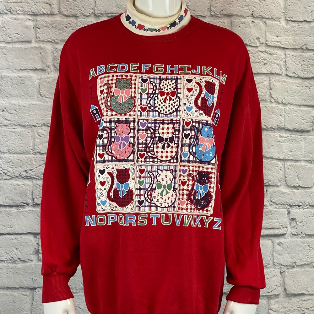 Vintage Grandmacore ABC Cats Sweatshirt